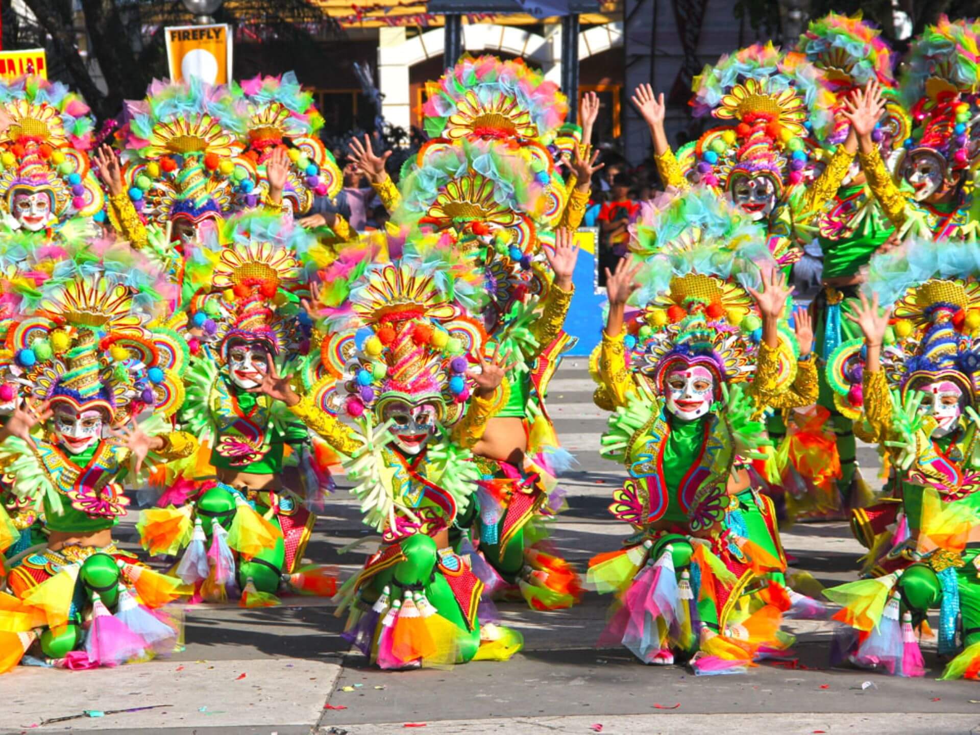 The Masskara festival showcases intricately designed masks used in local performances 